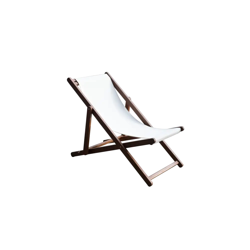 White and brown folding beach chair - maculata timber beach chair