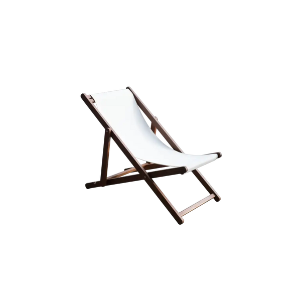White and brown folding beach chair - maculata timber beach chair