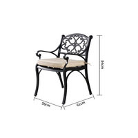 Marco cast aluminium dining chair - set of 2, dimensions shown