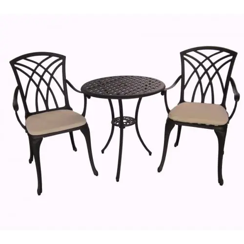 3 piece cast aluminium patio furniture set - mauritius cast aluminium 3 pcs patio setting with cushions