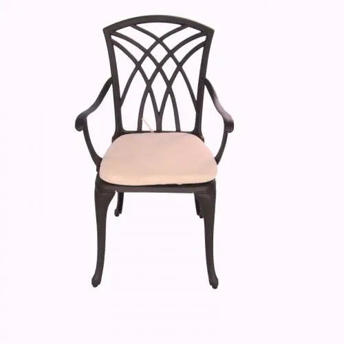 Black cast aluminium chair with beige seat - mauritius cast aluminium 3 pcs patio setting with cushions