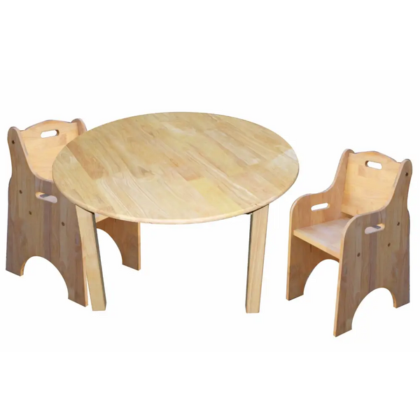 Medium round table and 2 toddler chairs with natural oil finish