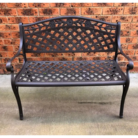 Black lattice design cast aluminium bench - melissa aluminium bench in dark bronze color