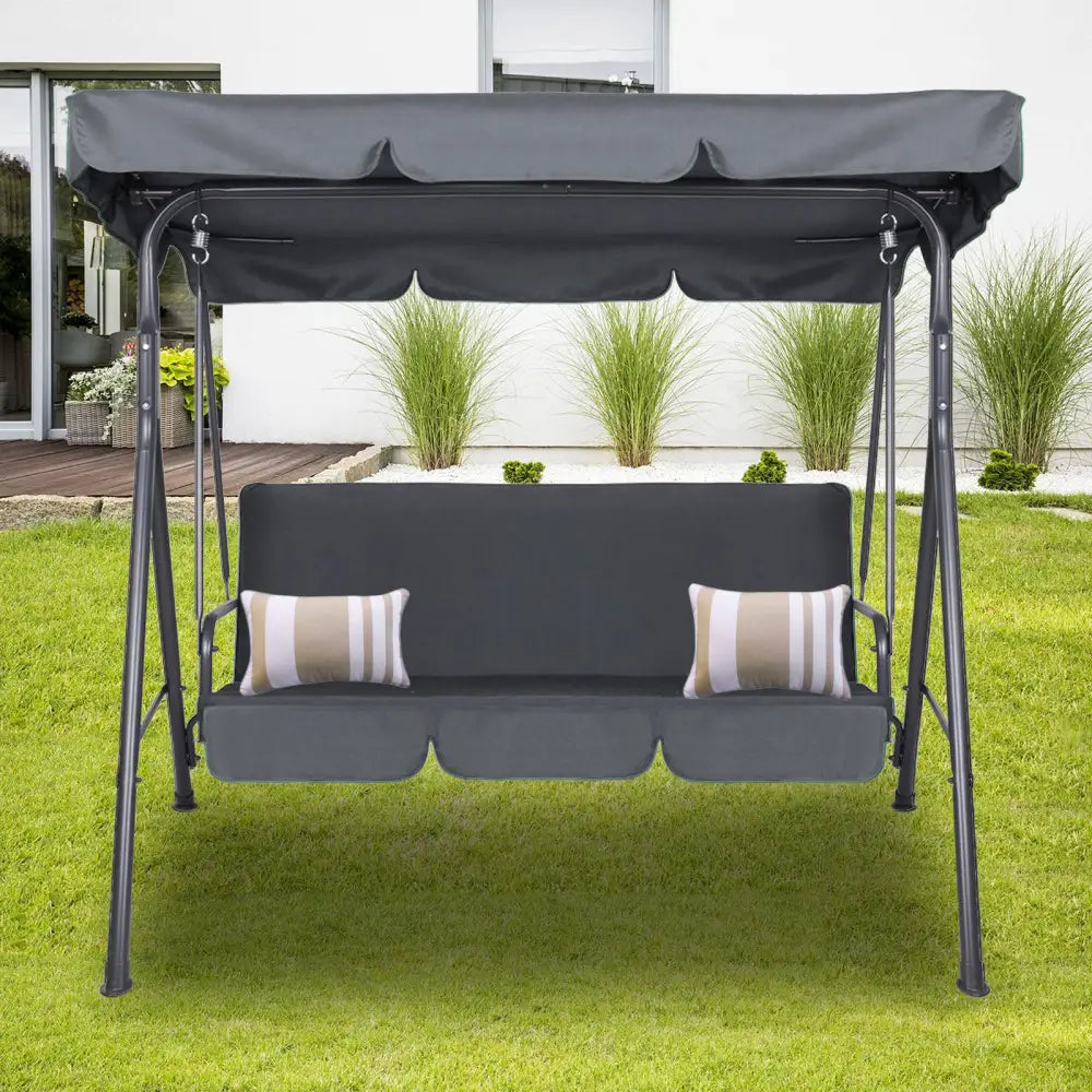 Milano outdoor steel swing chair with canopy - 3 seater