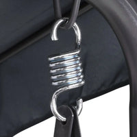 Black leather purse with silver metal spiral design on milano outdoor swing bench seat - 3 seater