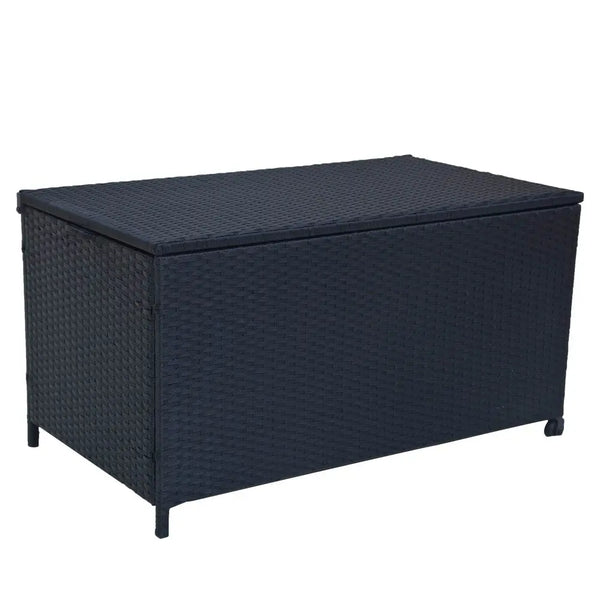 Outdoor pe wicker storage box - 320l, ideal for patio storage of outdoor items year-round