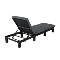 Outdoor rattan adjustable sunbed with black cushion