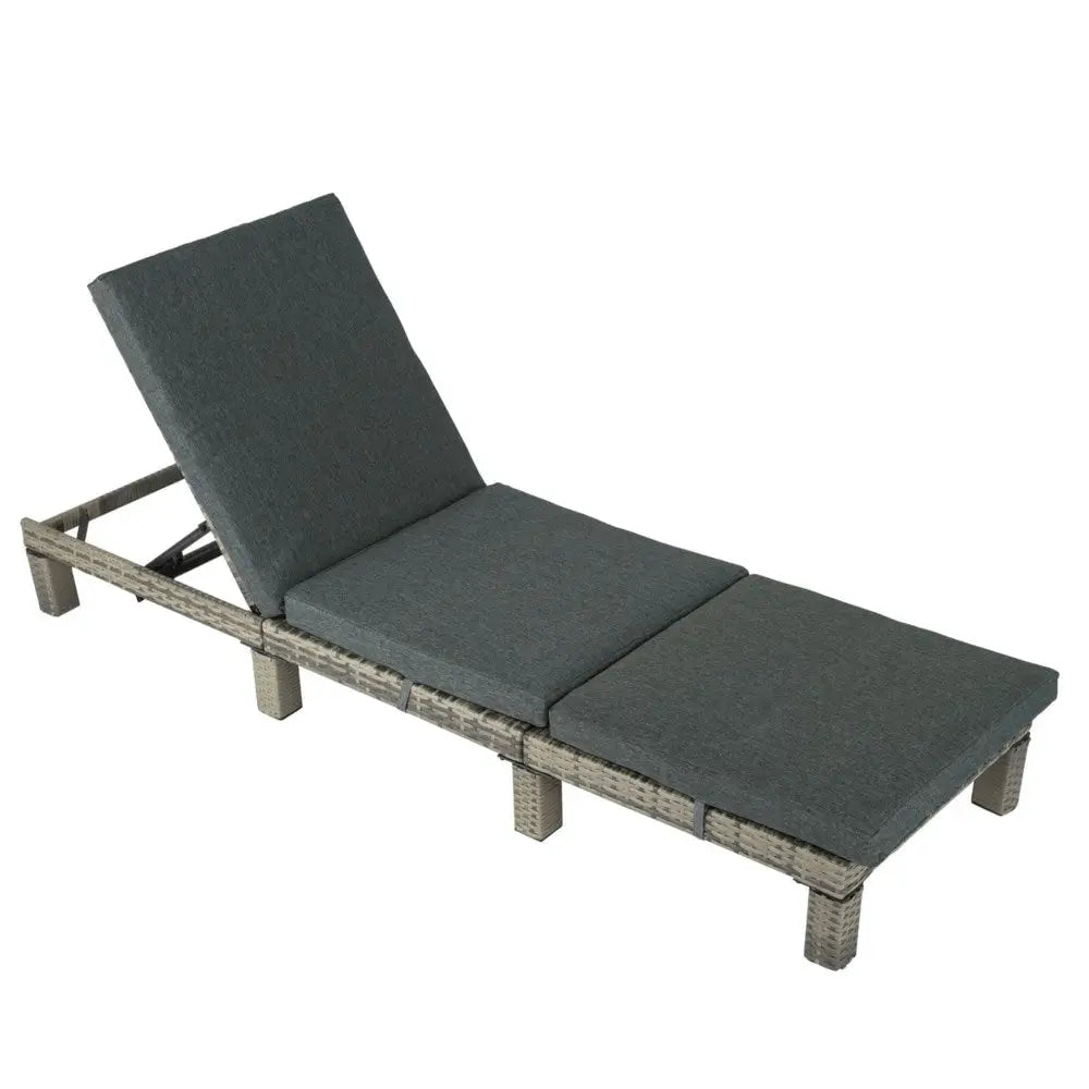 Outdoor Rattan Adjustable Sunbed - Grey