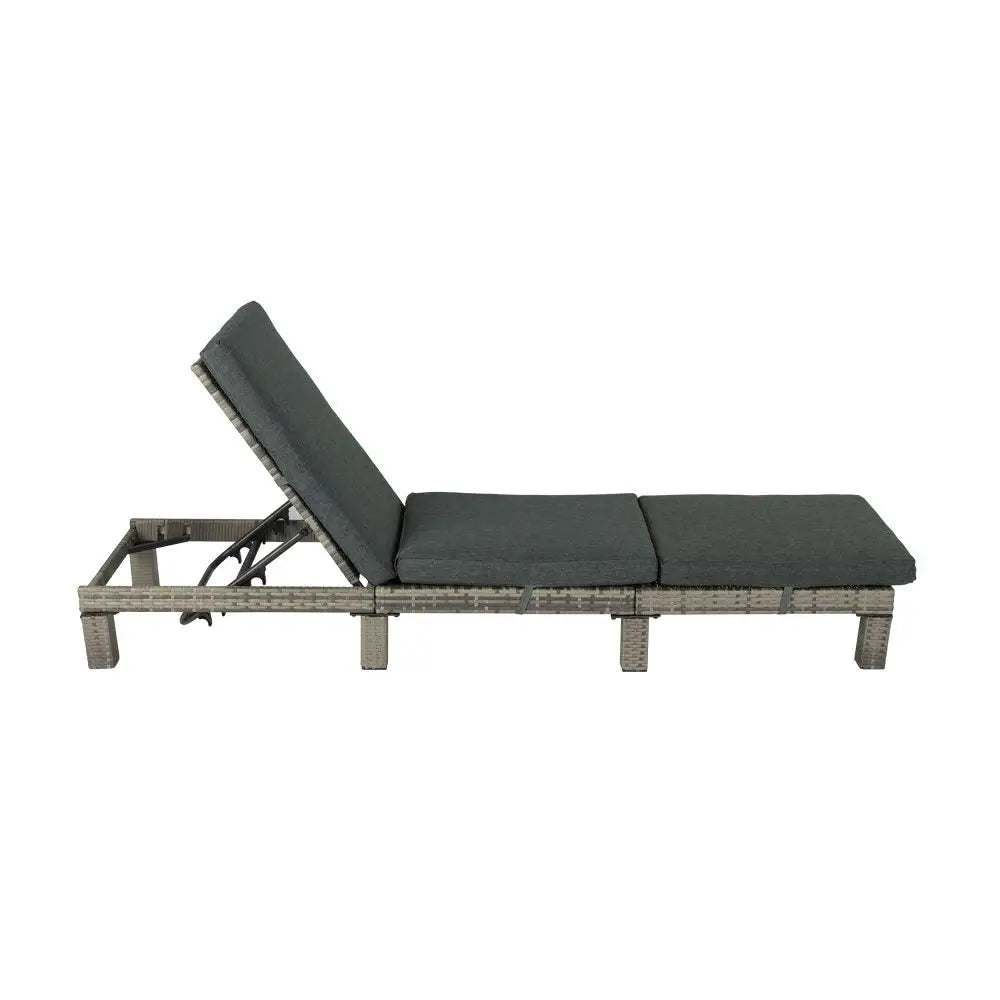Outdoor Rattan Adjustable Sunbed - Grey
