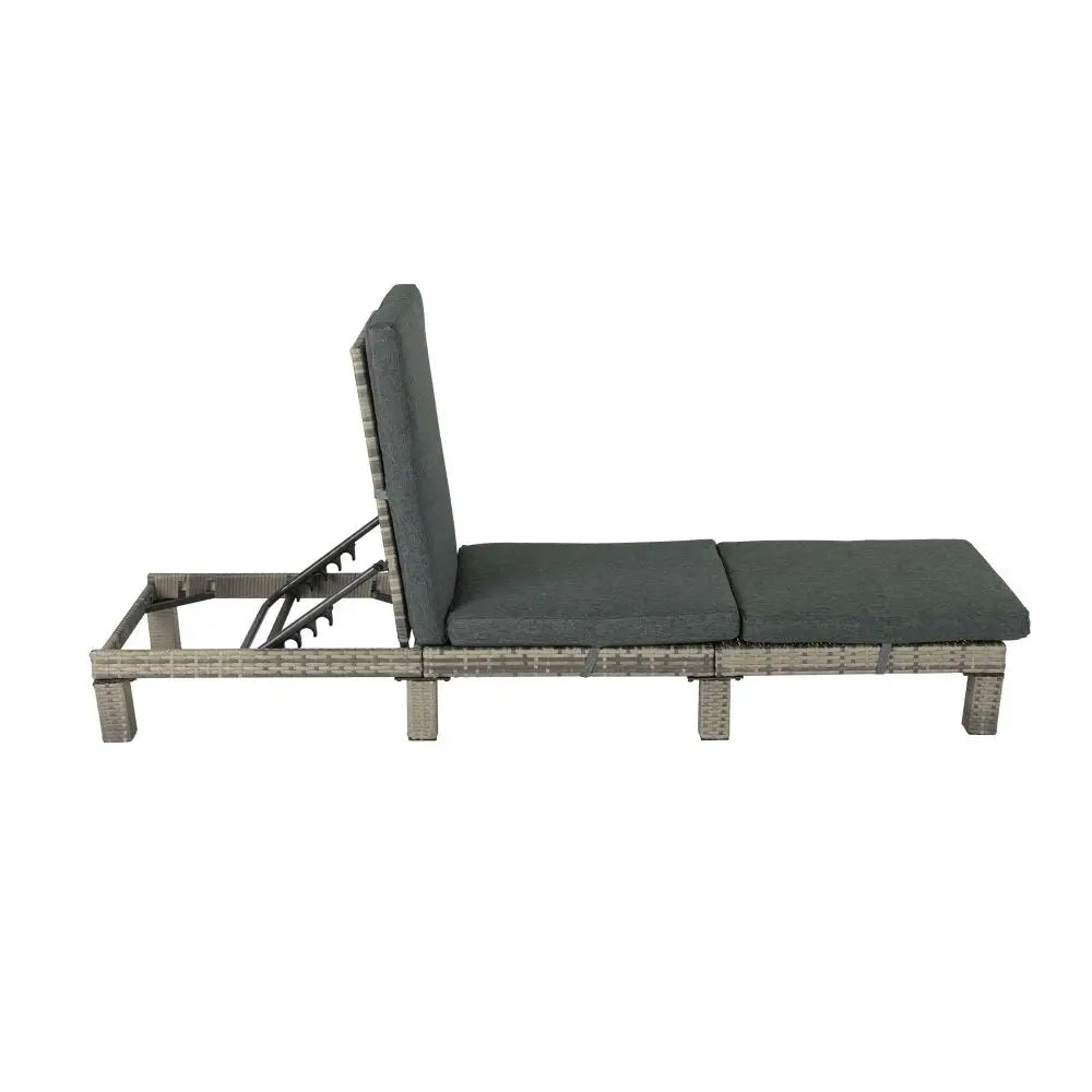 Outdoor Rattan Adjustable Sunbed - Grey
