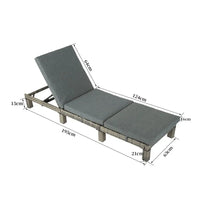 Outdoor Rattan Adjustable Sunbed - Grey