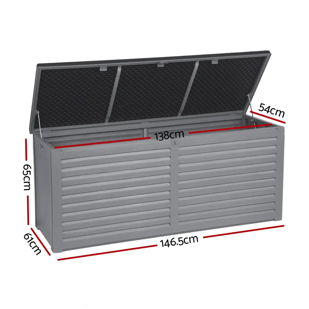Outdoor Storage Box 490L Lockable Garden Bench - Grey & Black, All Black
