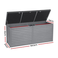 Outdoor Storage Box 490L Lockable Garden Bench - Grey & Black, All Black