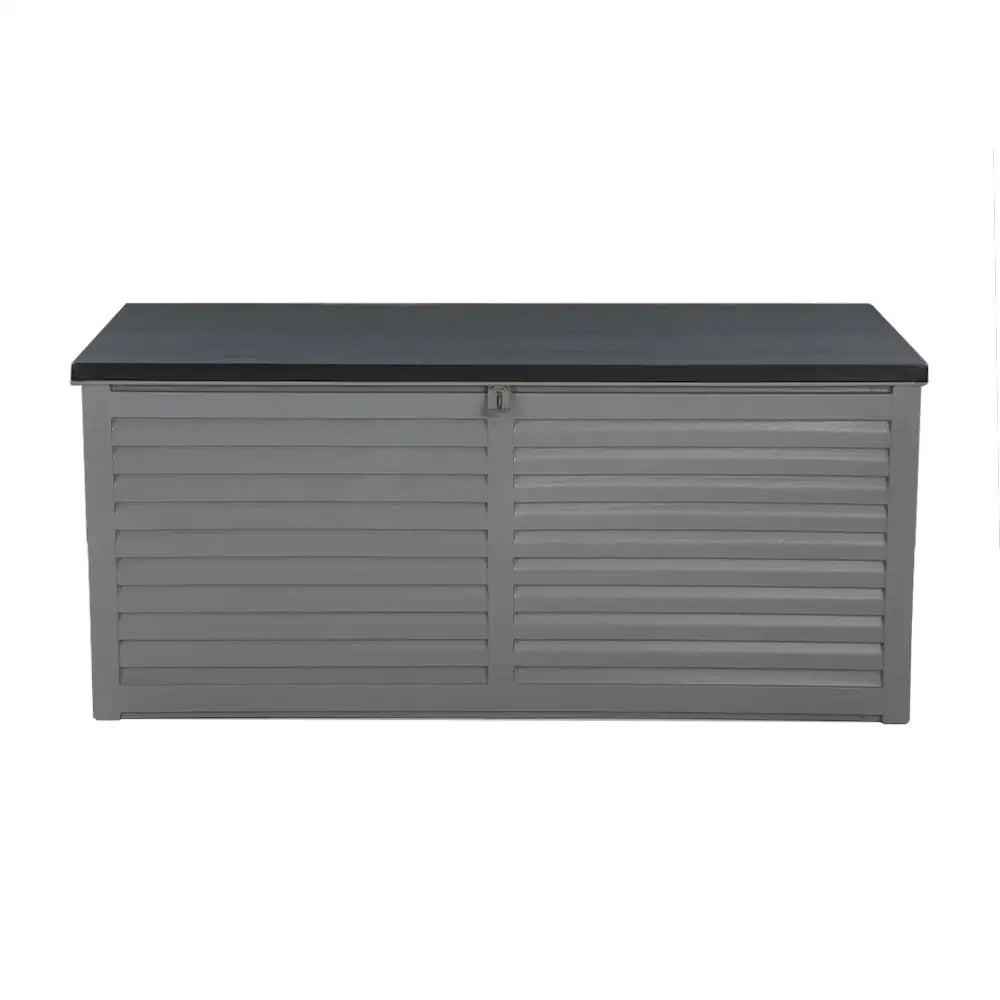 Outdoor Storage Box 490L Lockable Garden Bench - Grey & Black, All Black