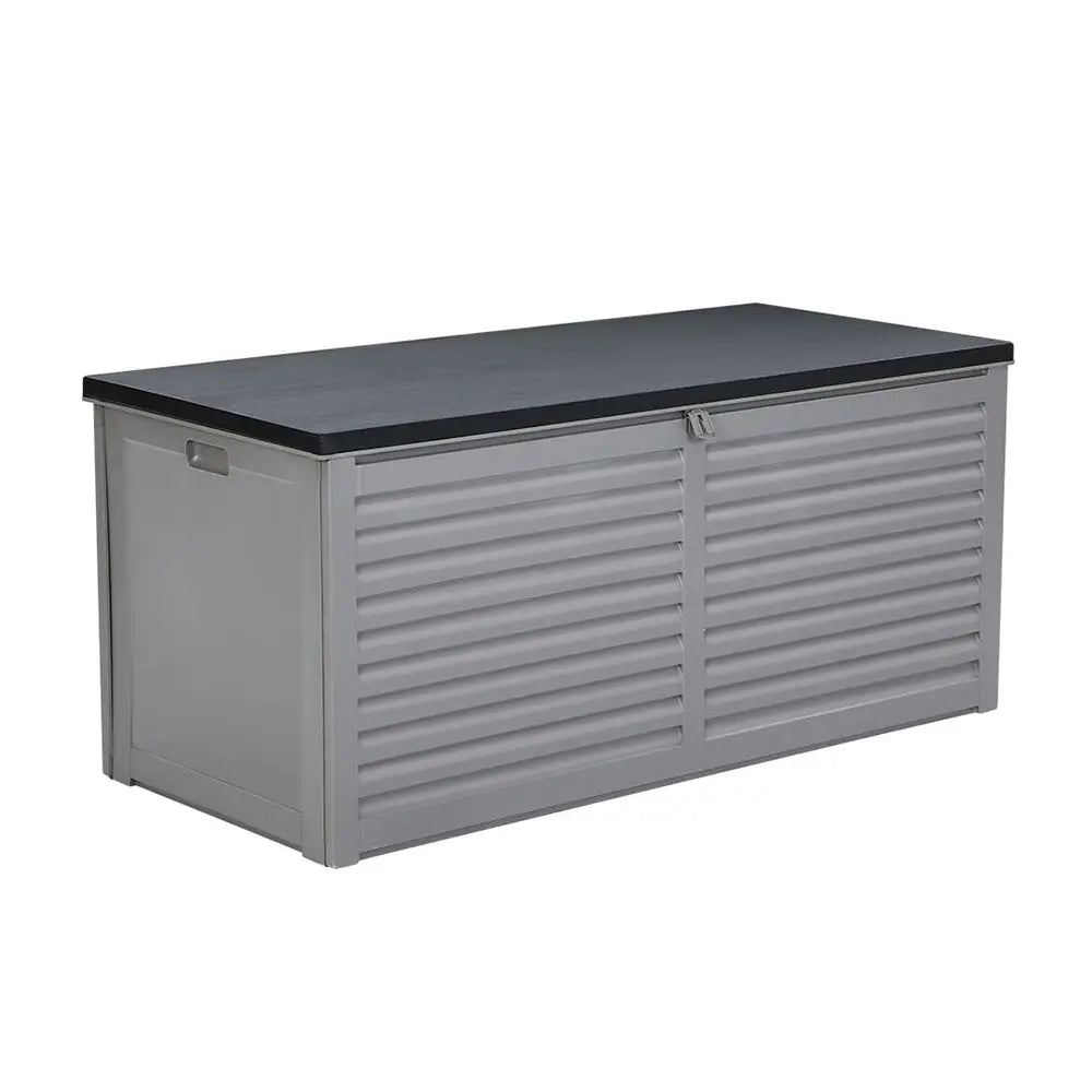 Outdoor Storage Box 490L Lockable Garden Bench - Grey & Black, All Black