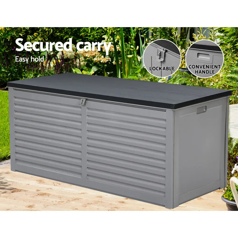 Outdoor Storage Box 490L Lockable Garden Bench - Grey & Black, All Black