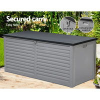 Outdoor Storage Box 490L Lockable Garden Bench - Grey & Black, All Black