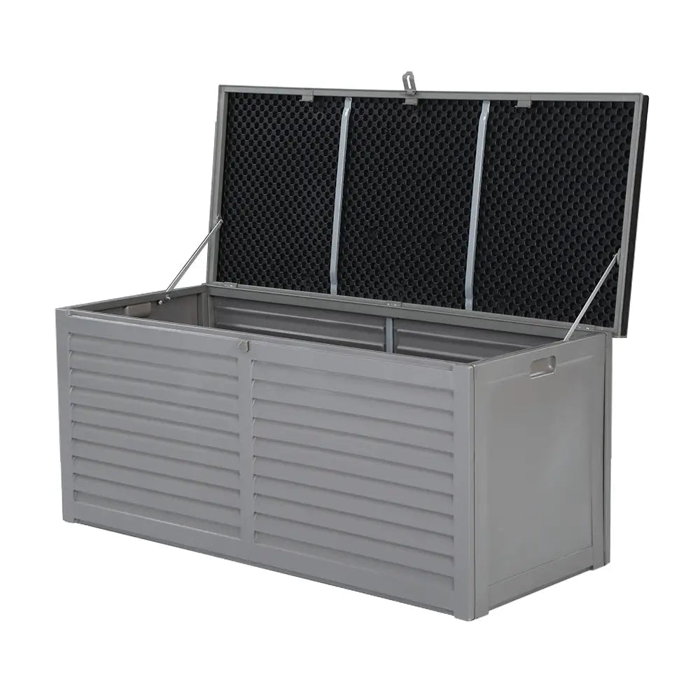 Outdoor Storage Box 490L Lockable Garden Bench - Grey & Black, All Black