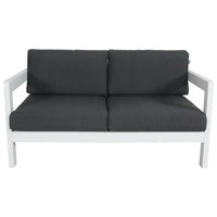 White 3-seater outdoor sofa with black cushions - outie aluminium frame
