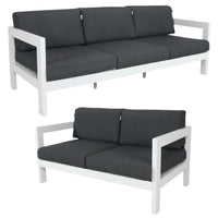 Outie 2pc sets outdoor sofa lounge aluminium frame - d84 x h64 - 2-seater sofa with black and white cushions