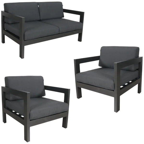 Outie 3pc sets outdoor lounge chairs - dark grey fabric, d84 x h64 - perfect for outdoor areas