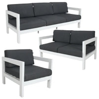 Outie 3pc sets outdoor patio furniture- dark grey fabric, d84 x h64, suitable for outdoor areas