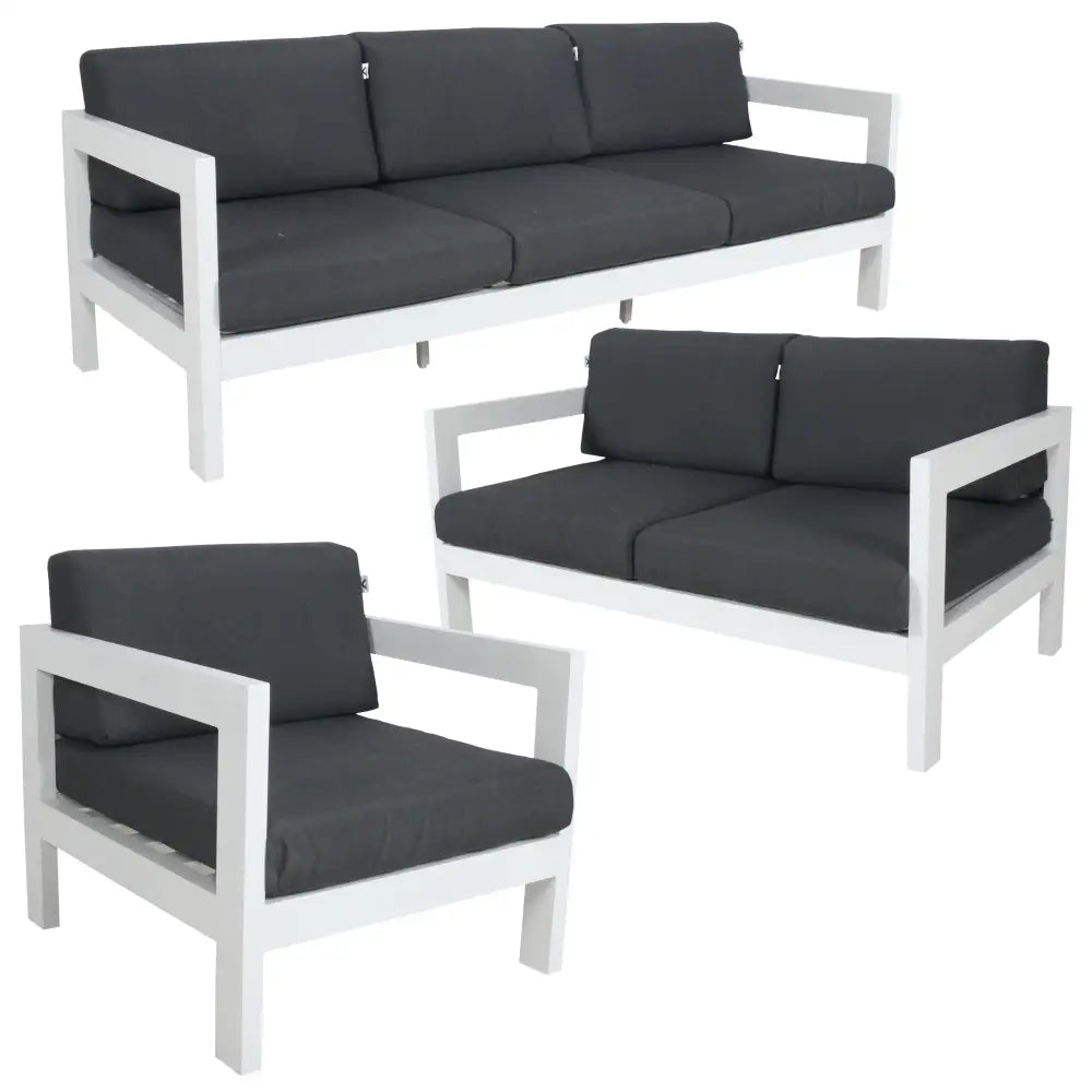 Outie 3pc sets outdoor patio furniture dark grey fabric d84xh64 - options for sizes & colours
