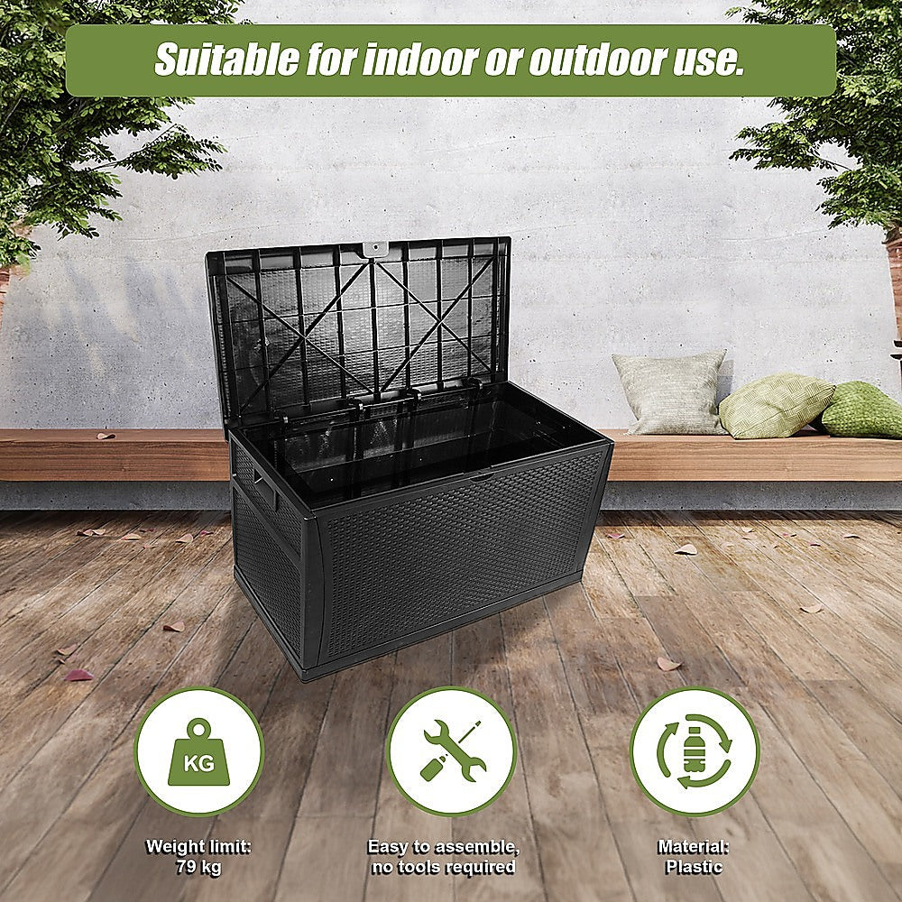 Patio Deck Box Outdoor Storage Plastic Bench Box 450 Litre - Black