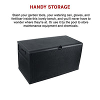 Patio Deck Box Outdoor Storage Plastic Bench Box 450 Litre - Black