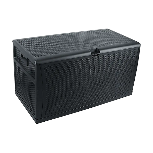 Patio deck box outdoor storage plastic bench 450 litre - black 1