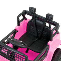 Pink toy car with black seat, remote control, and safety belt - rigo kids electric ride on car jeep toy cars remote 12v
