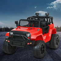 Red toy truck with black roof, rigo kids electric ride on car jeep toy cars remote 12v - 4 colours