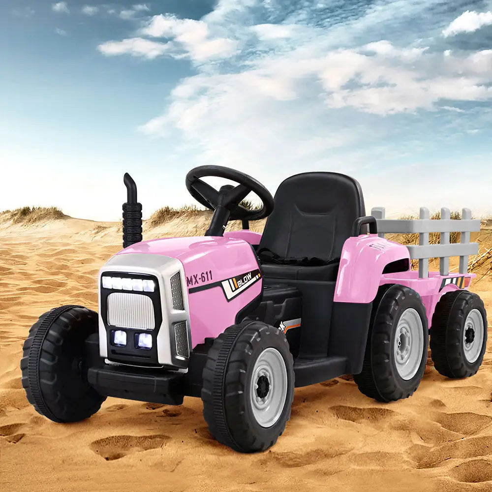 Rigo kids electric ride on car tractor toy - pink with anti-slip tyres
