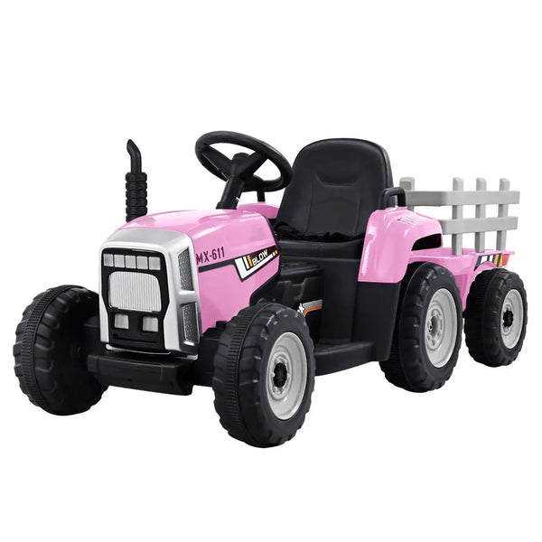 Rigo kids electric ride on car tractor toy with anti-slip tyres - pink and white