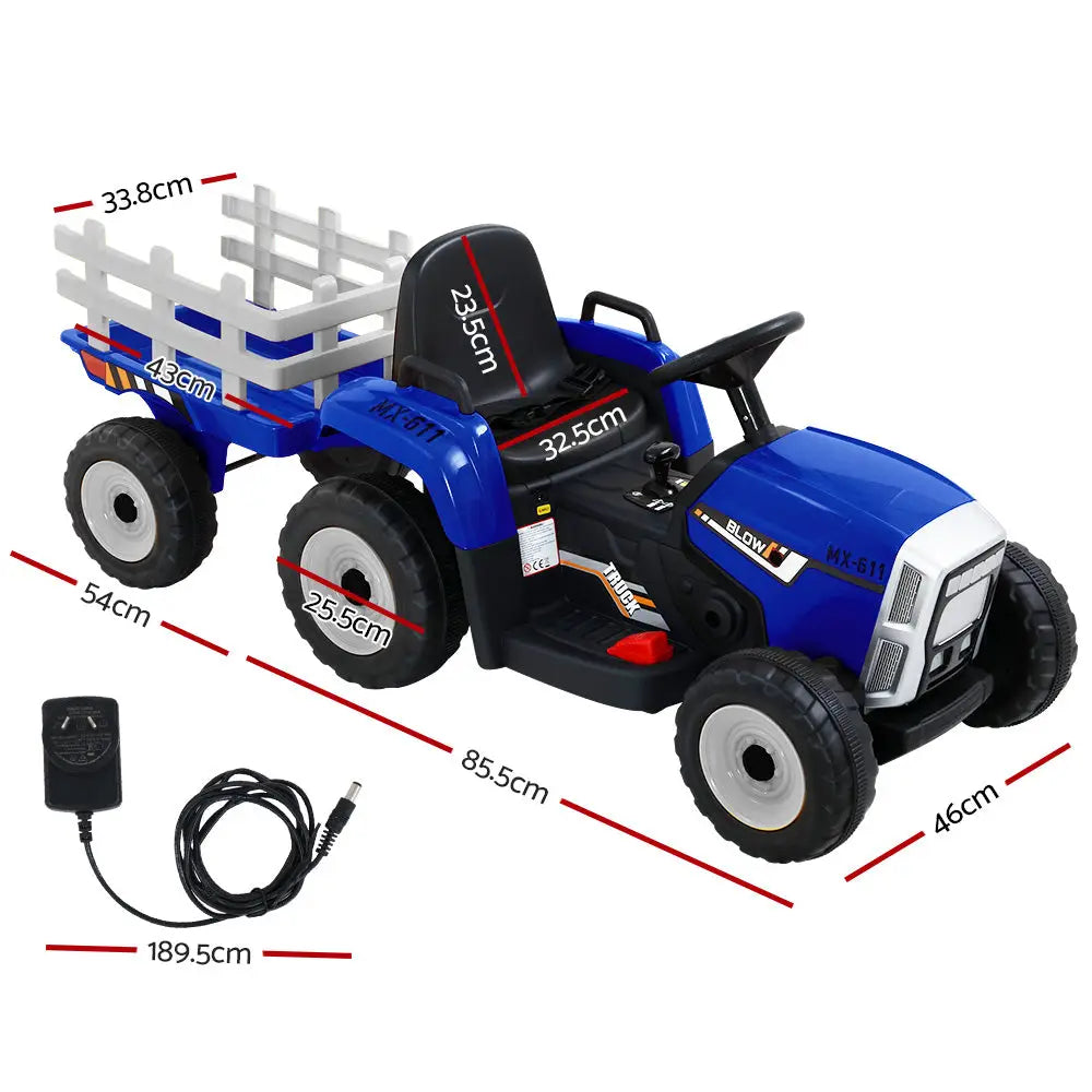 Rigo kids electric ride on car tractor toy with trailer and charger