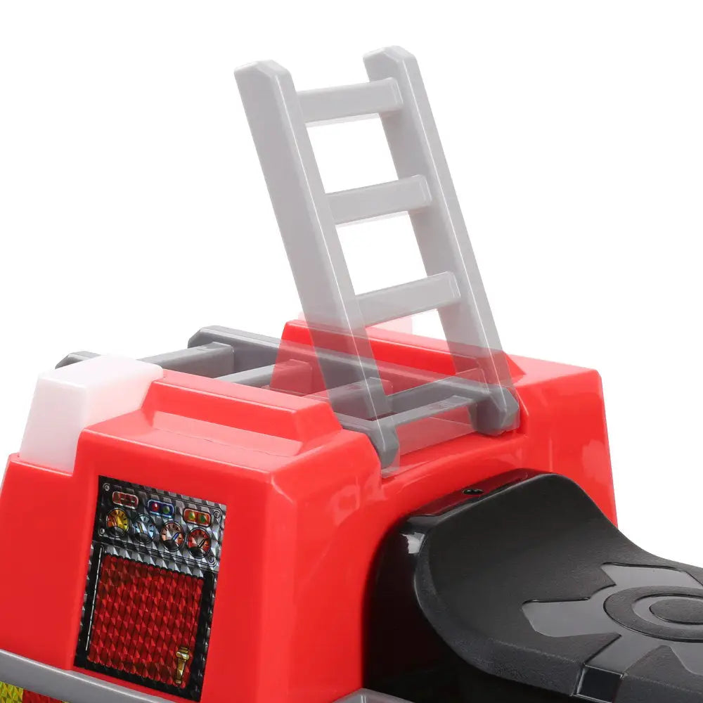 Red toy truck with ladder on top - rigo kids electric ride on fire engine fighting truck toy cars 6v