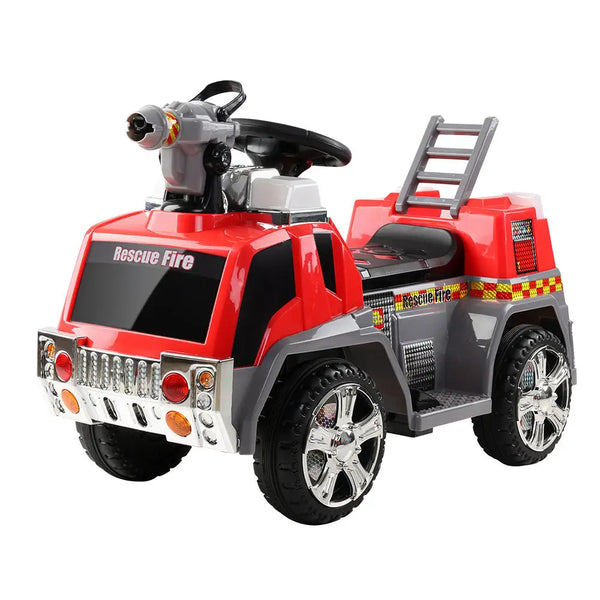 Red toy car with black roof, rigo kids electric ride on fire engine fighting truck toy cars 6v - realistic driving experience