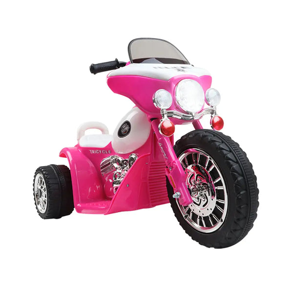 Rigo kids electric ride on police motorcycle - pink - seo-friendly alt text