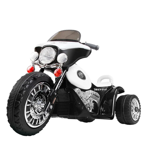Rigo kids electric ride on police motorbike with black seat - 2 colours