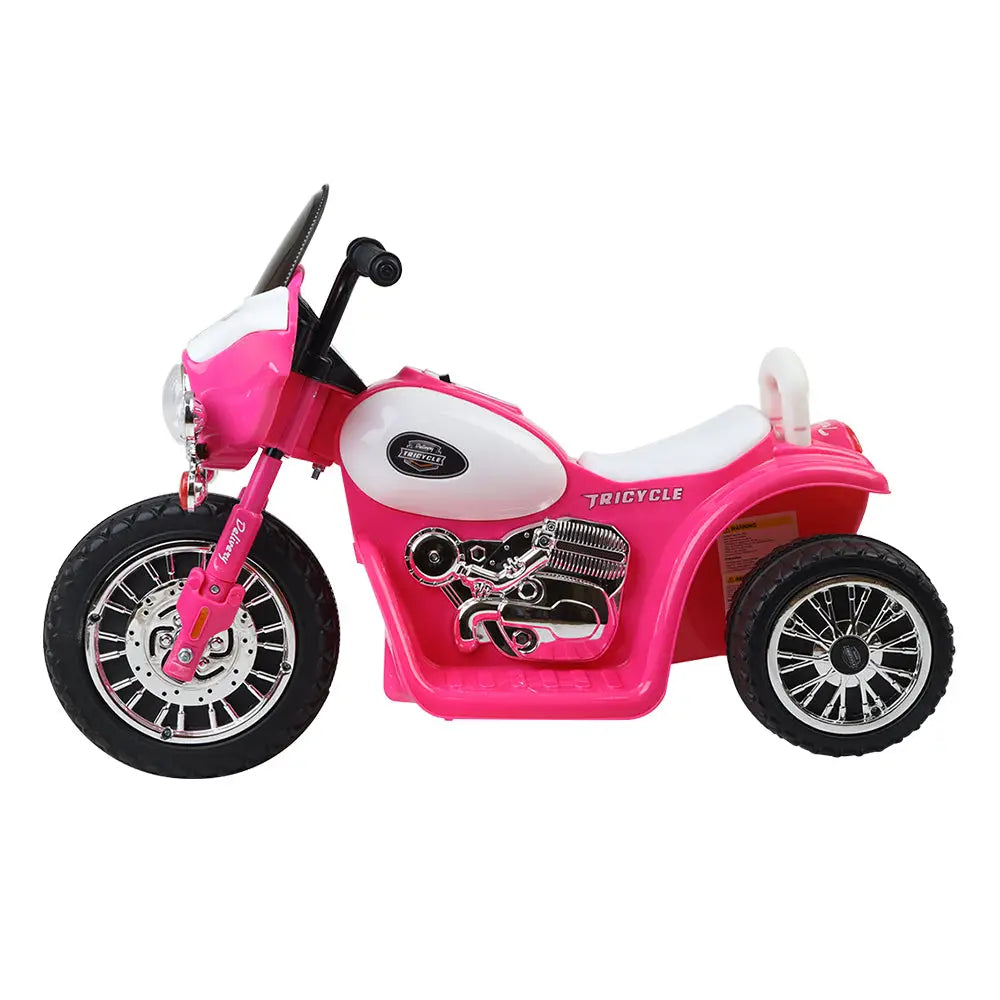 Rigo kids electric ride on police motorbike with helmet - pink