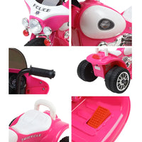 Rigo kids electric ride on police motorcycle toy - pink & white seat