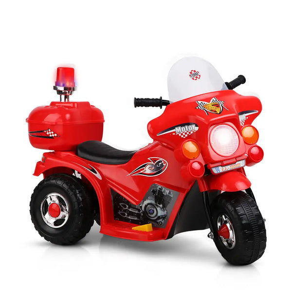 Rigo kids electric ride on police motorbike - red motorcycle with helmet