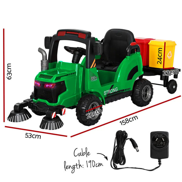 Rigo kids electric ride on street sweeper truck toy cars remote 12v - 2 colours