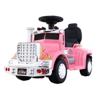 Rigo kids electric ride on truck 6v - pink truck with a seat and steering, built-in music and flashing lights