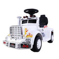 Rigo kids electric ride on truck with flames - 6v built-in music & flashing lights