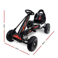 Black go kart with red and black wheel - rigo kids pedal go kart ride on toy ruby tyre
