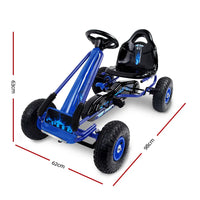 Blue go kart with steering wheel and seat for outdoor fun - rigo kids pedal go kart ride on toy with highly reactive braking - 4 colors