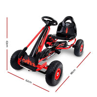 Red and black go kart with steering for outdoor fun
