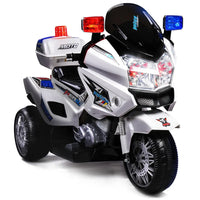 Rovo kids electric ride-on police patrol motorcycle toy - white