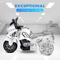 Rovo kids electric ride-on motorcycle - white, exceptional attention to detail